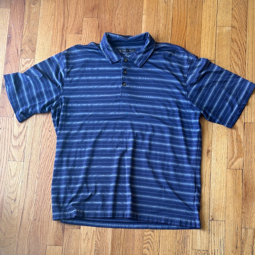 Pebble Beach Blue Striped Polo Shirt